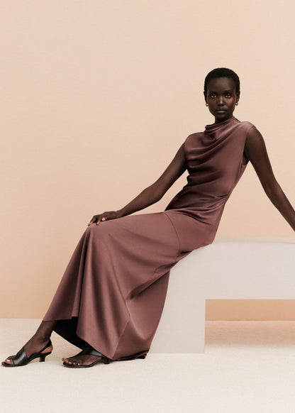 Cinnamon Bias Cut Full Length Dress