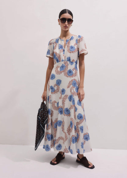 Cream Fit + Flare Maxi Dress