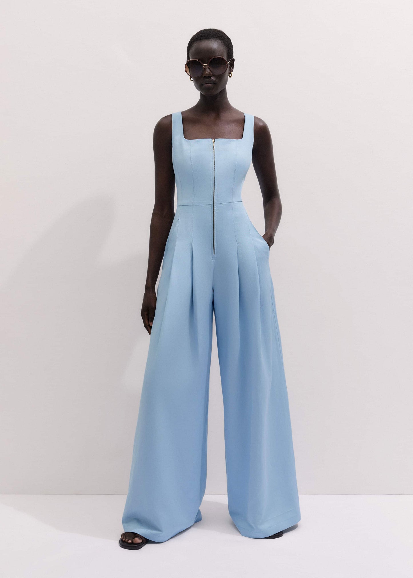 Blue Wide-Leg Jumpsuit