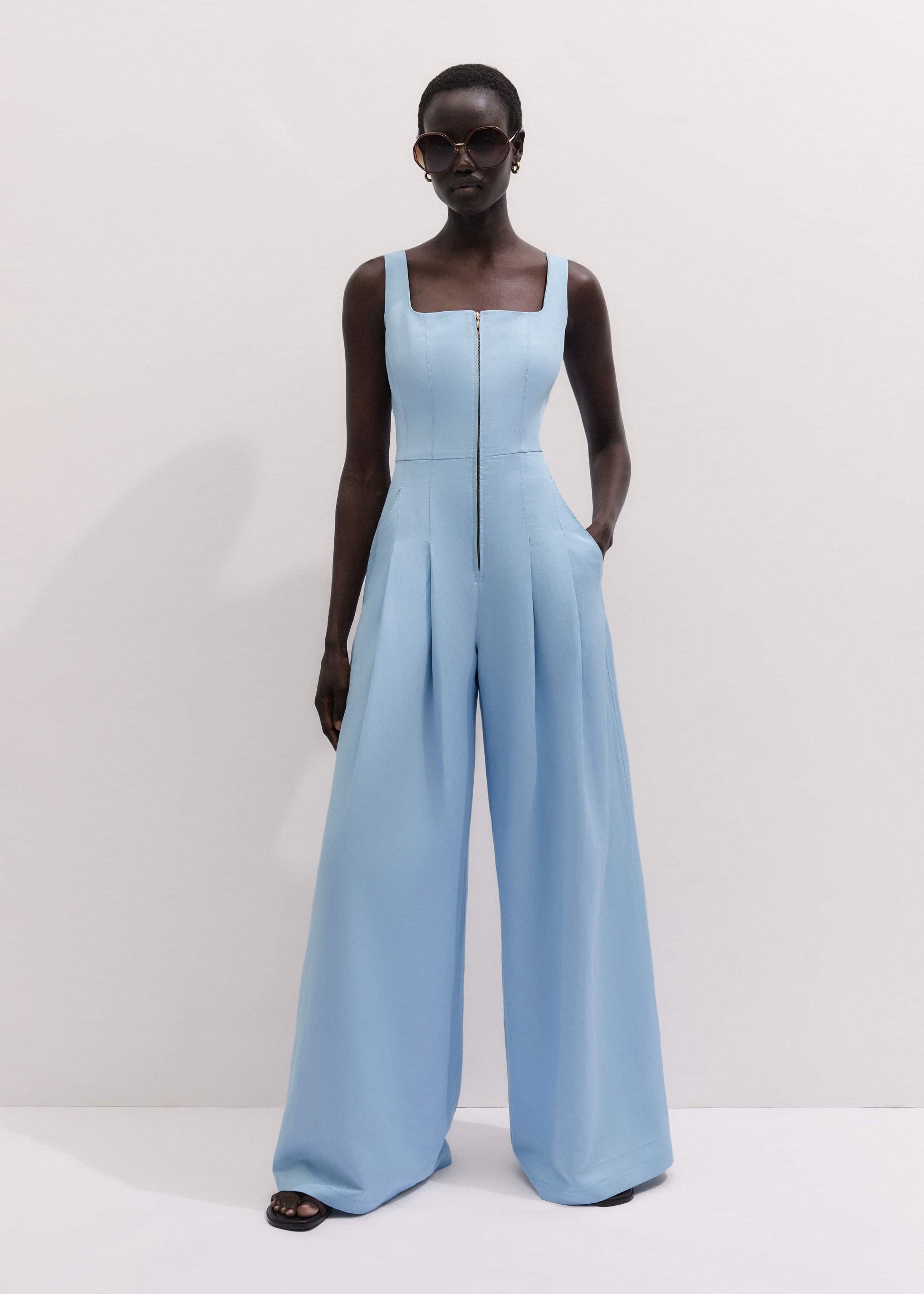 Blue Wide-Leg Jumpsuit