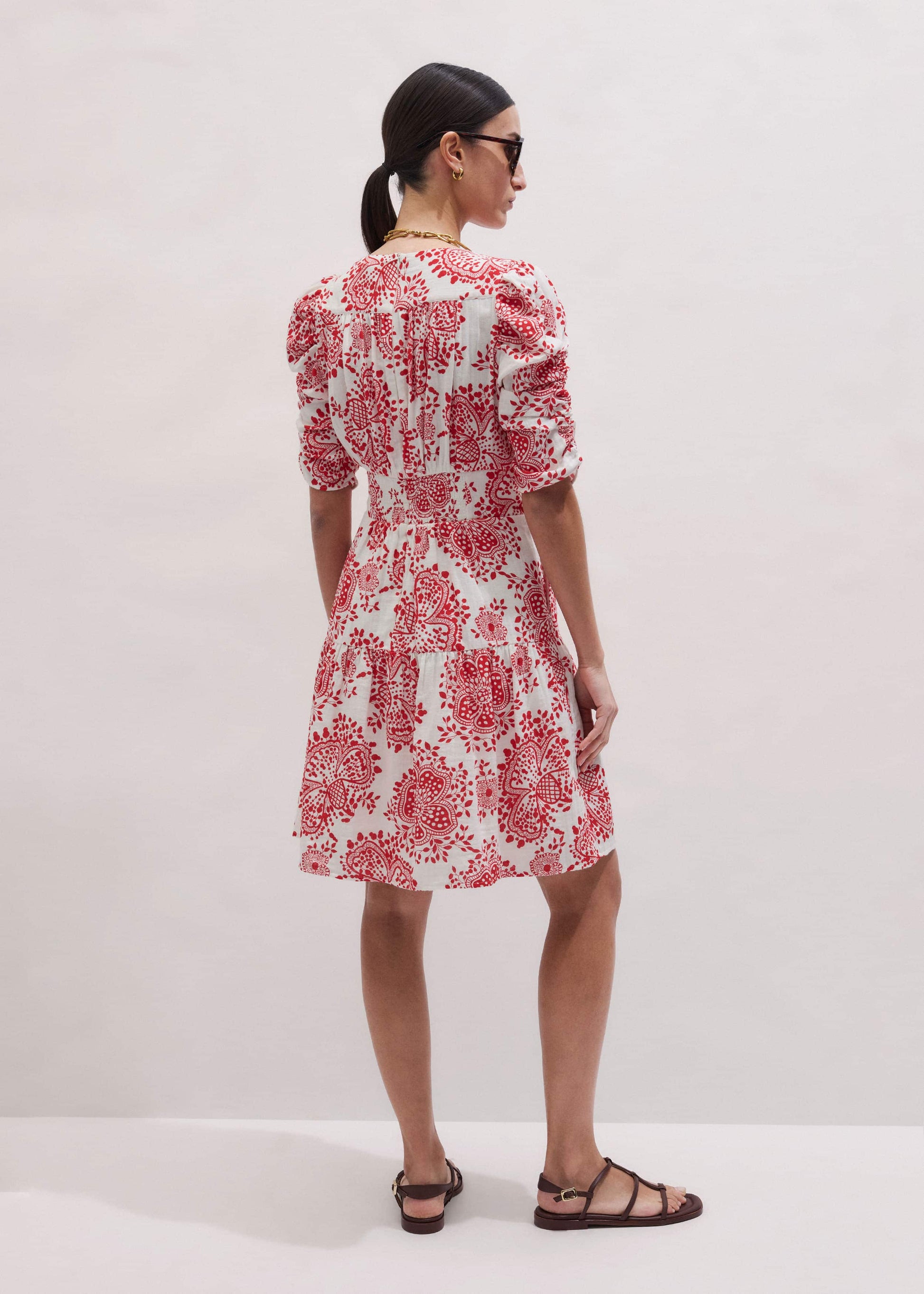 White Cheesecloth Fit + Flare Short Dress