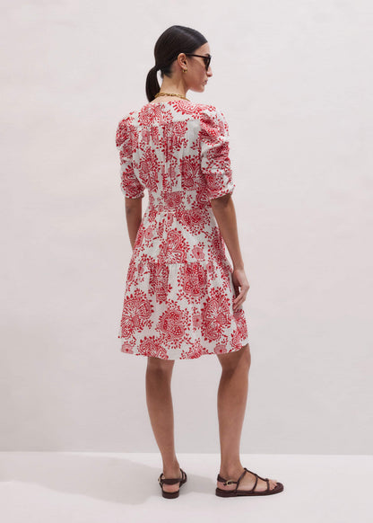 White Cheesecloth Fit + Flare Short Dress