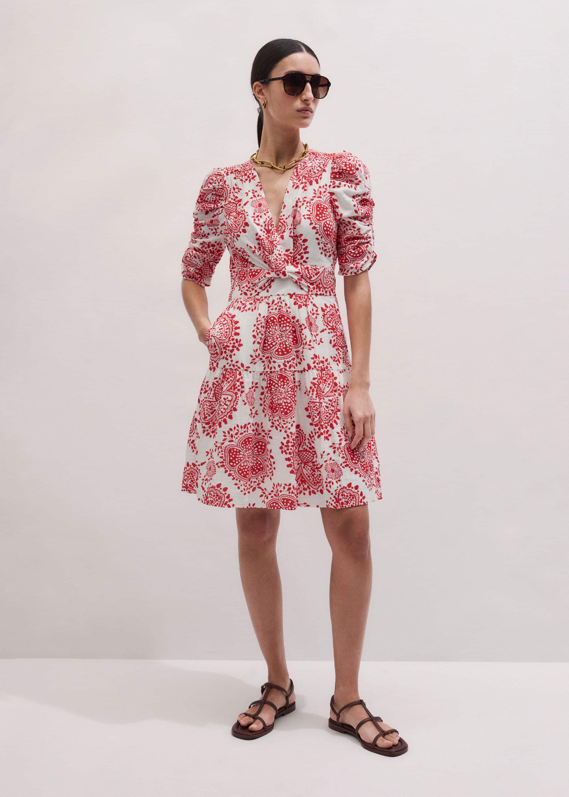White Cheesecloth Fit + Flare Short Dress