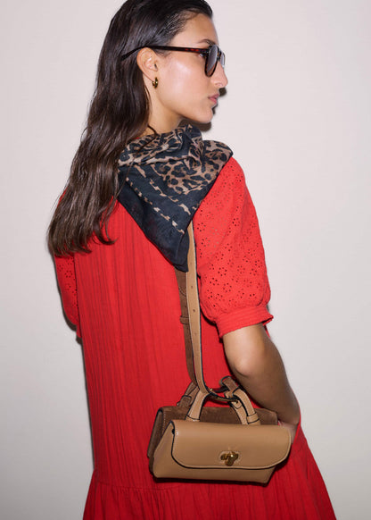 Red Embroidered Cheesecloth Short Dress