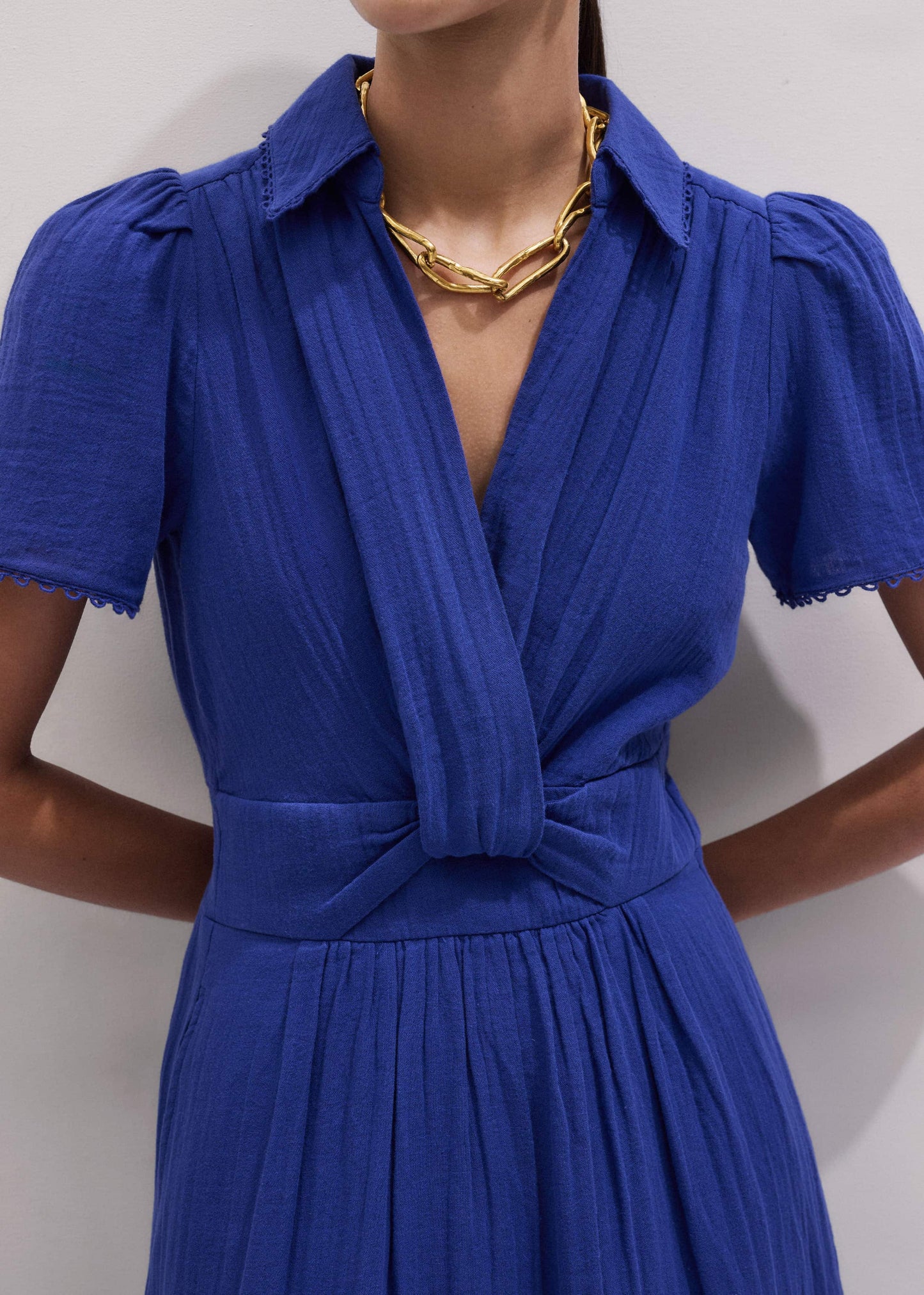 Blue Cheesecloth Fit + Flare Maxi Dress