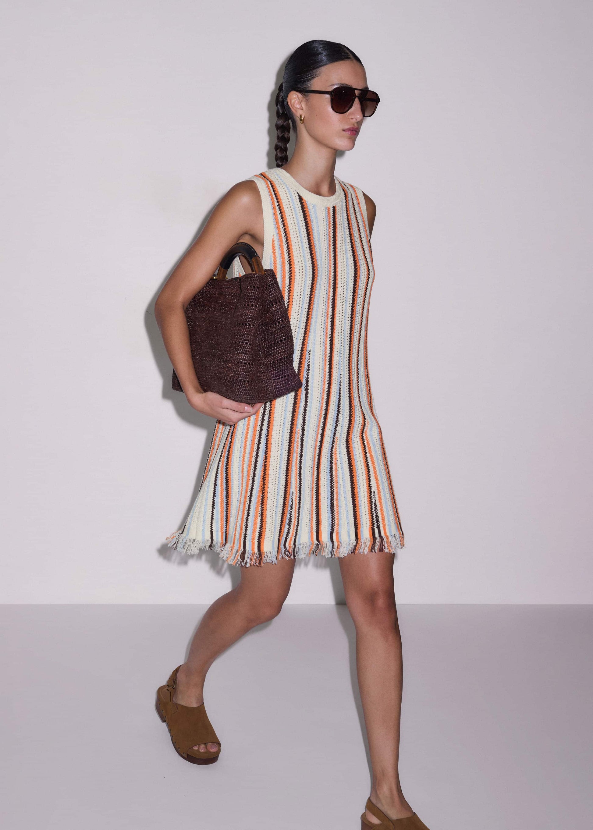 Cream Textured Knit Mini Dress