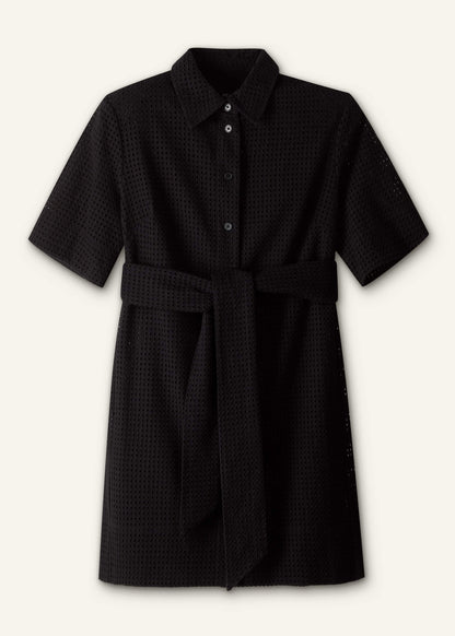 Black Broderie Anglaise Short Dress