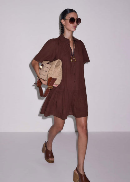 Cinnamon Brown Mini Swing Dress