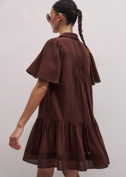 Cinnamon Brown Mini Swing Dress