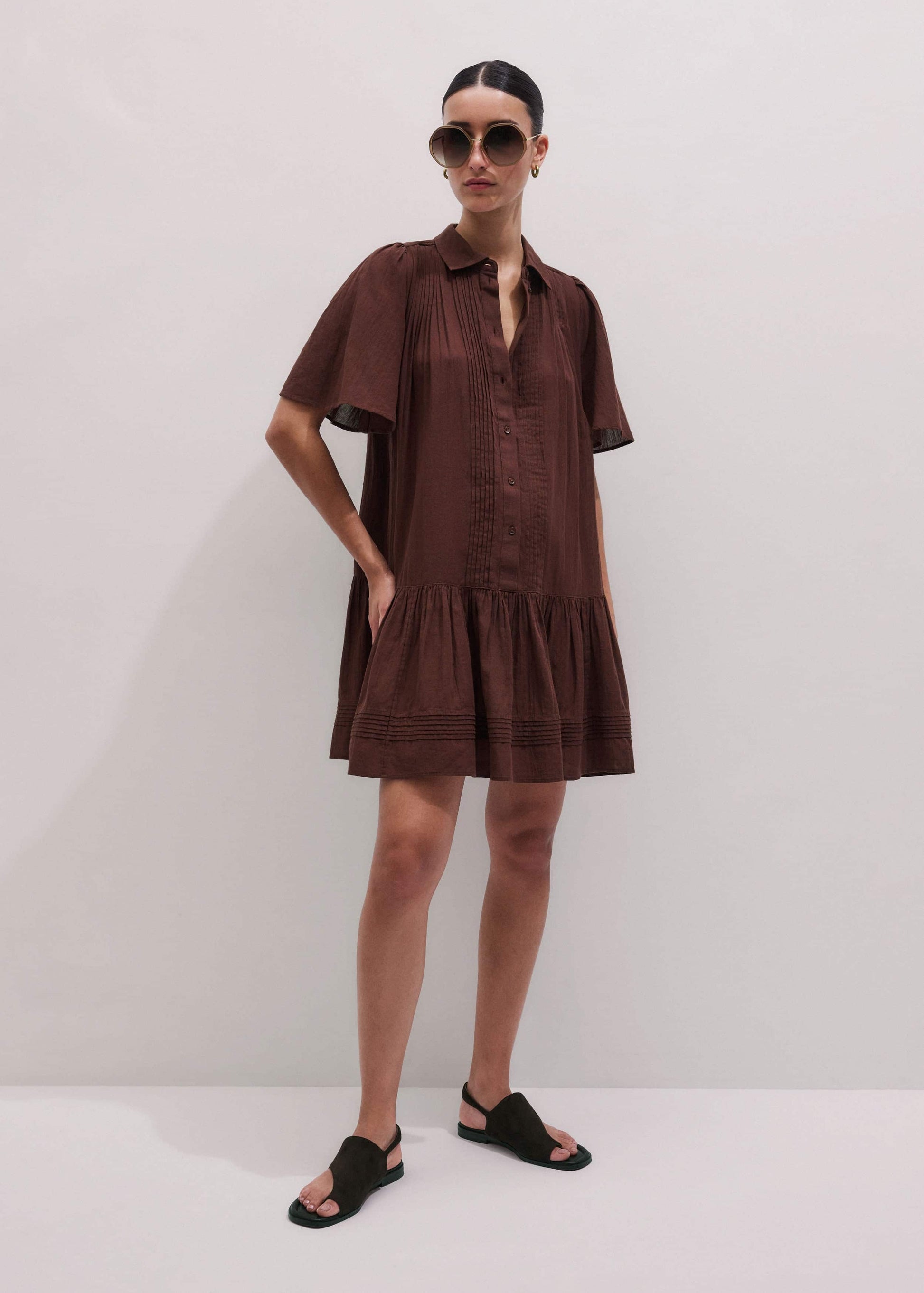 Cinnamon Brown Mini Swing Dress