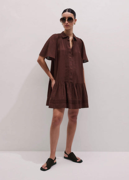 Cinnamon Brown Mini Swing Dress