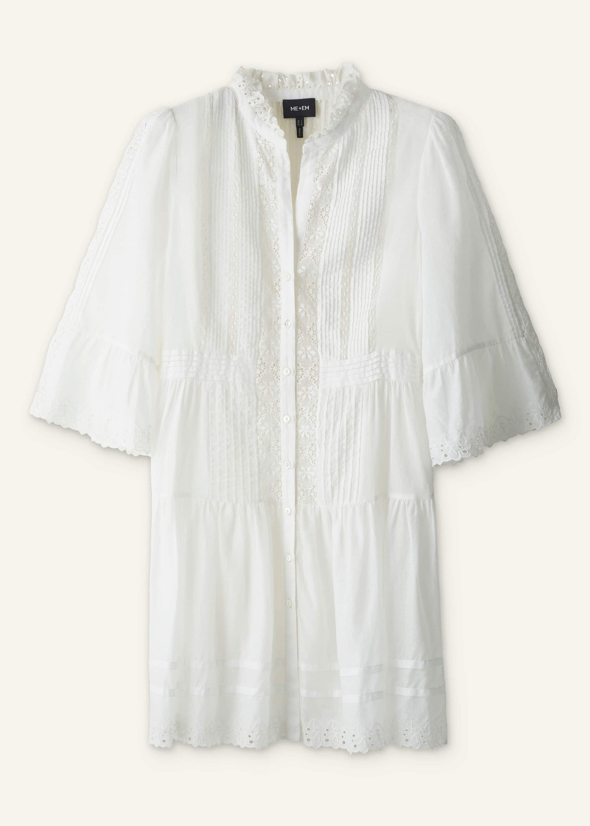 White Lace Trim Short Dress