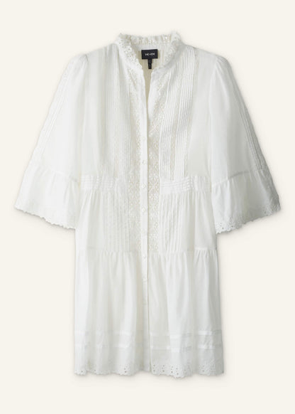White Lace Trim Short Dress
