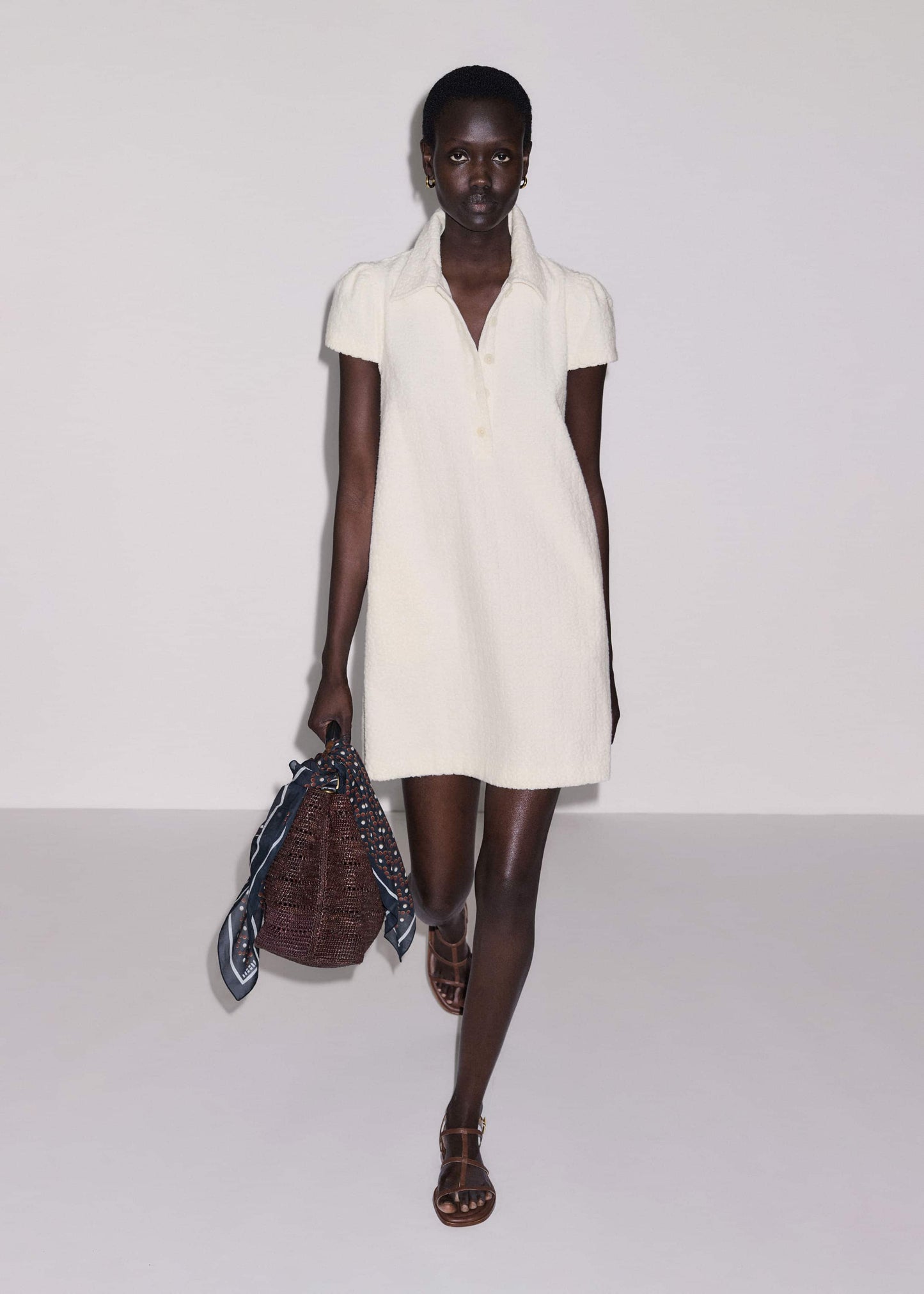 Cream Jacquard Short Swing Dress