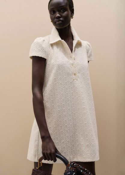 Cream Jacquard Short Swing Dress
