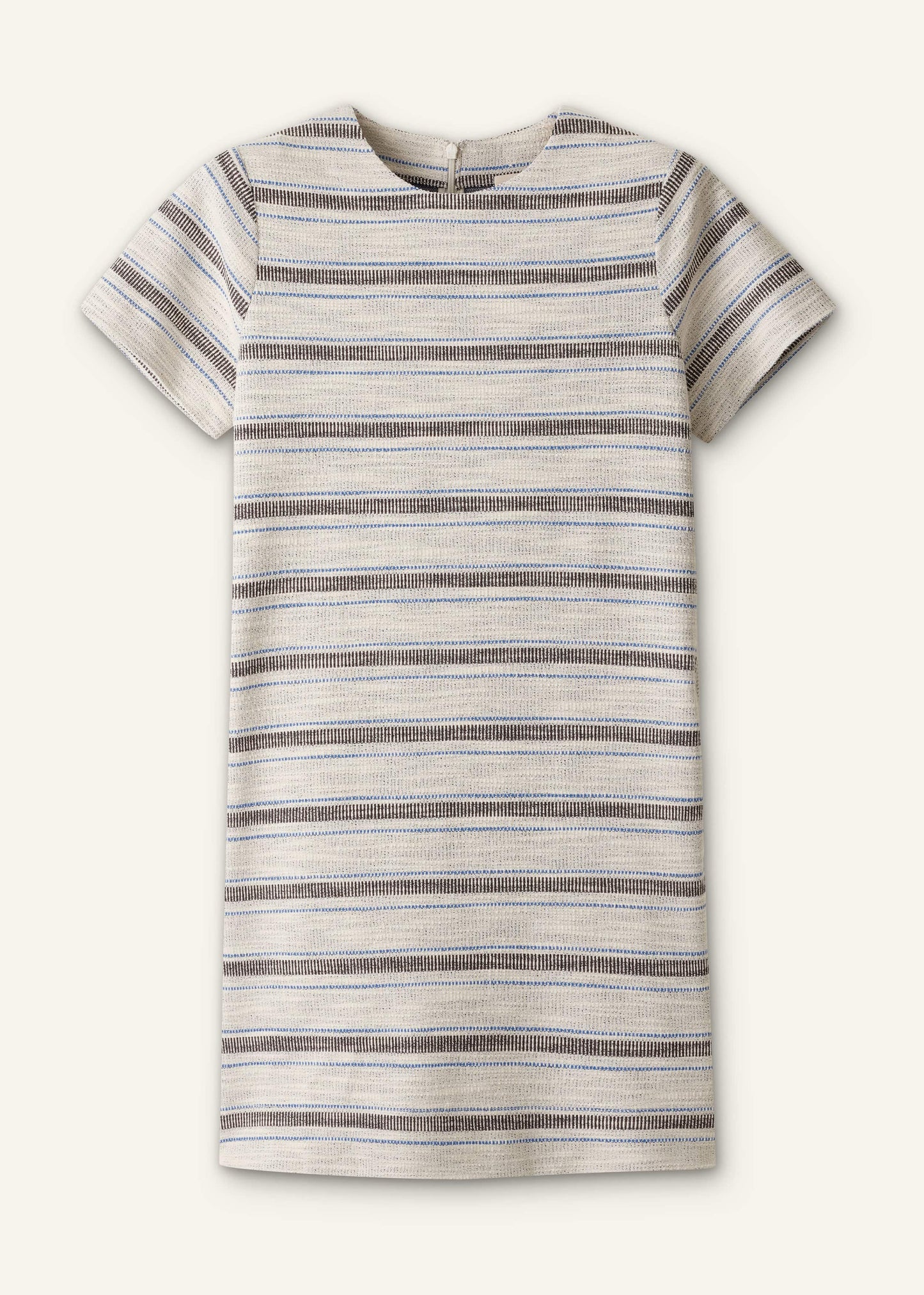 Cream Striped A-Line Mini Dress