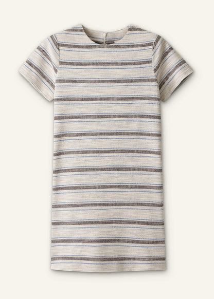 Cream Striped A-Line Mini Dress
