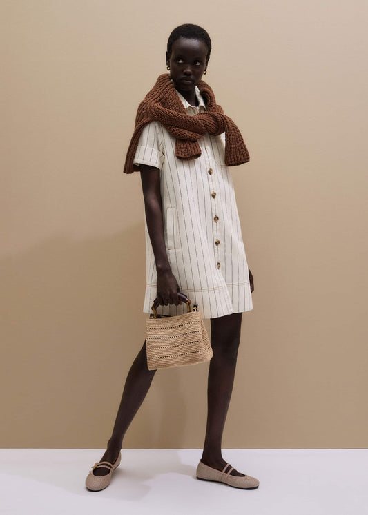 Ecru A-Line Mini Dress