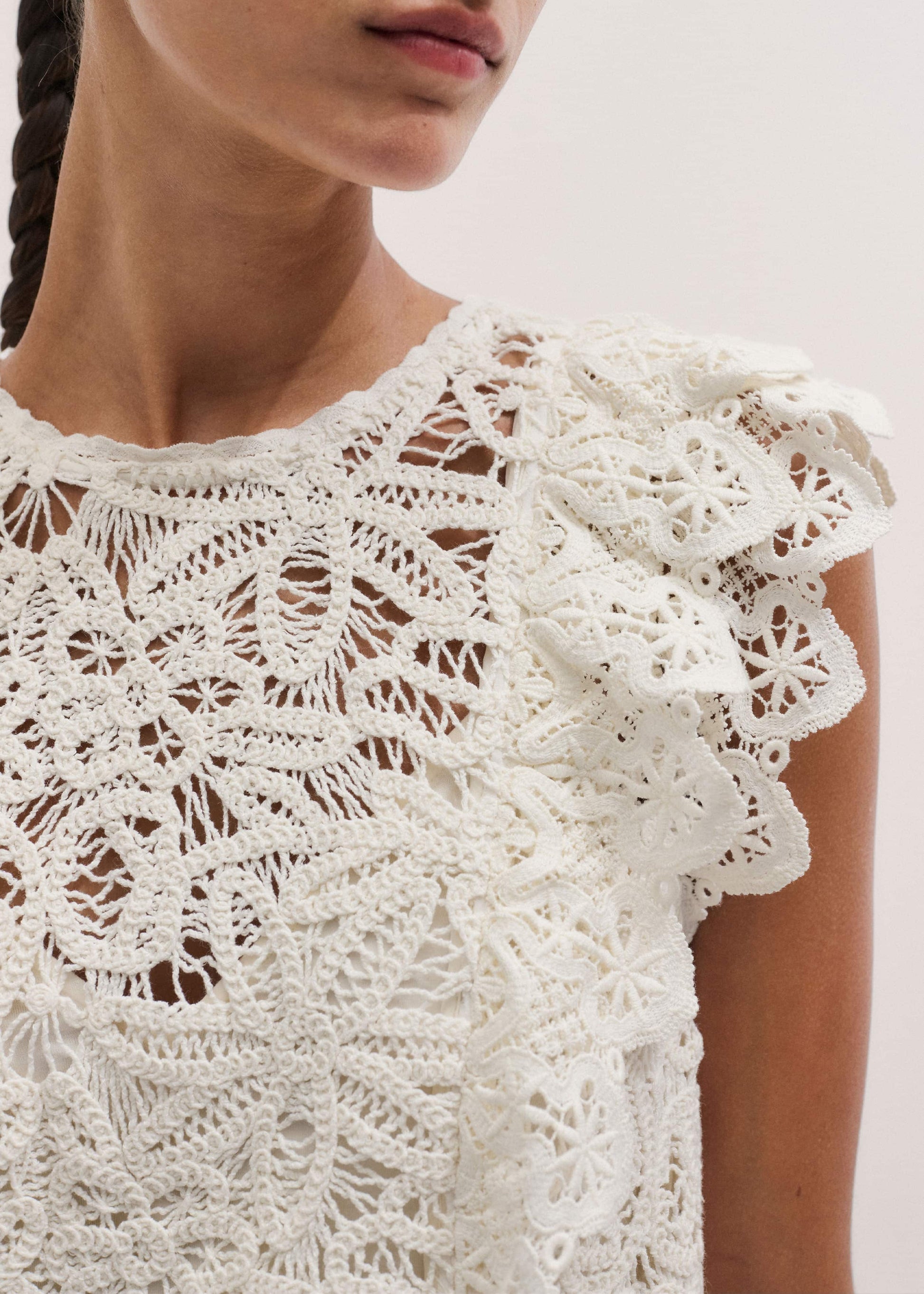 Cream Lace Layer Mini Dress