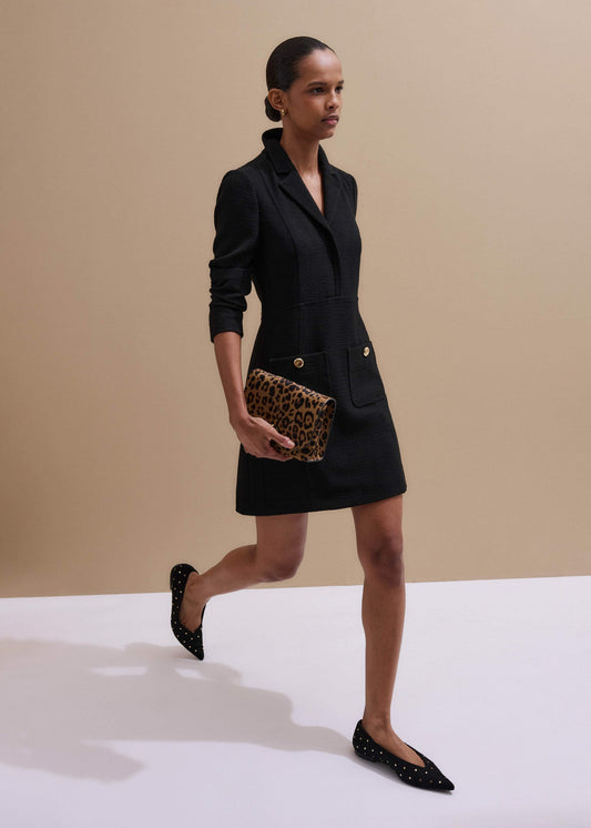 Black Day-To-Evening Textured Mini Dress