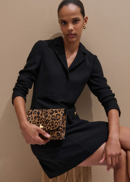 Black Day-To-Evening Textured Mini Dress