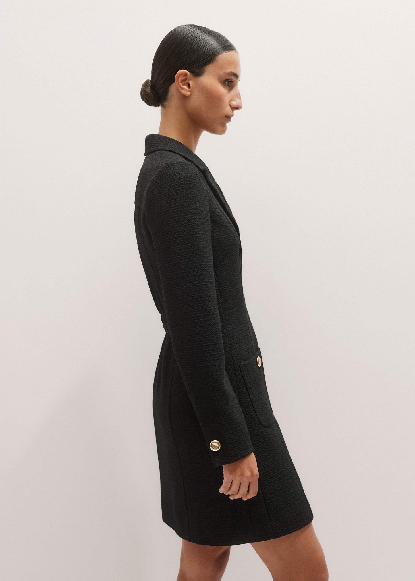 Black Day-To-Evening Textured Mini Dress