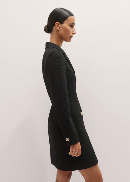 Black Day-To-Evening Textured Mini Dress