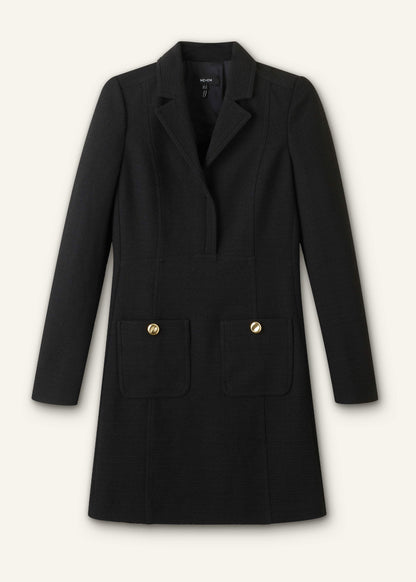 Black Day-To-Evening Textured Mini Dress