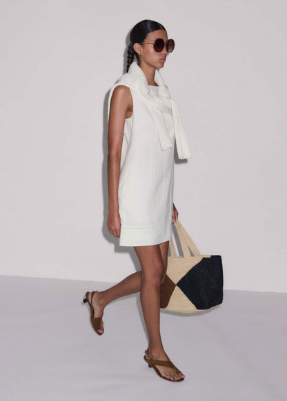 White Crease-Less Linen Embroidered Midi Dress