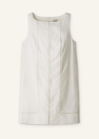 White Crease-Less Linen Embroidered Midi Dress