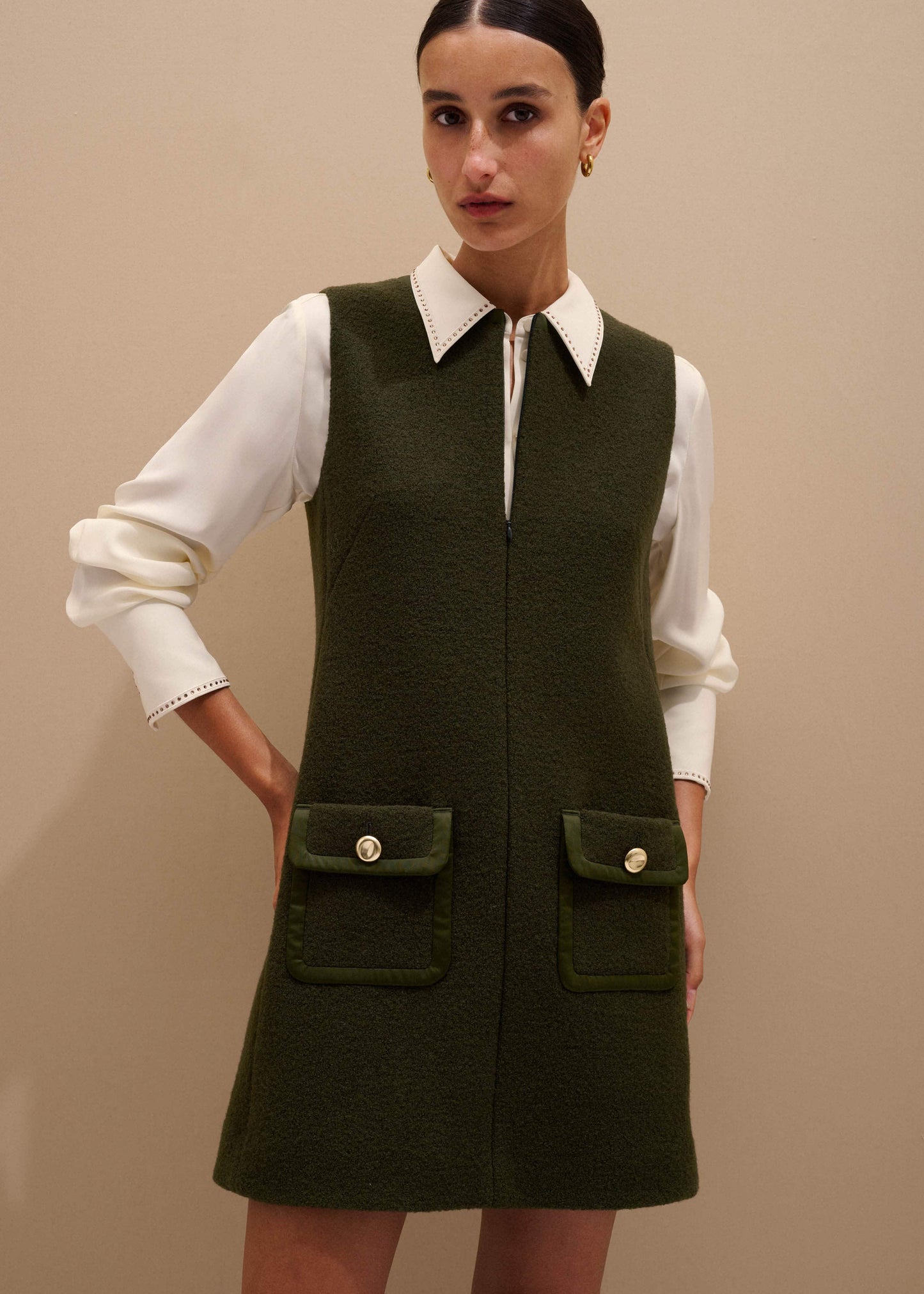 Olive Green Shift Mini Dress