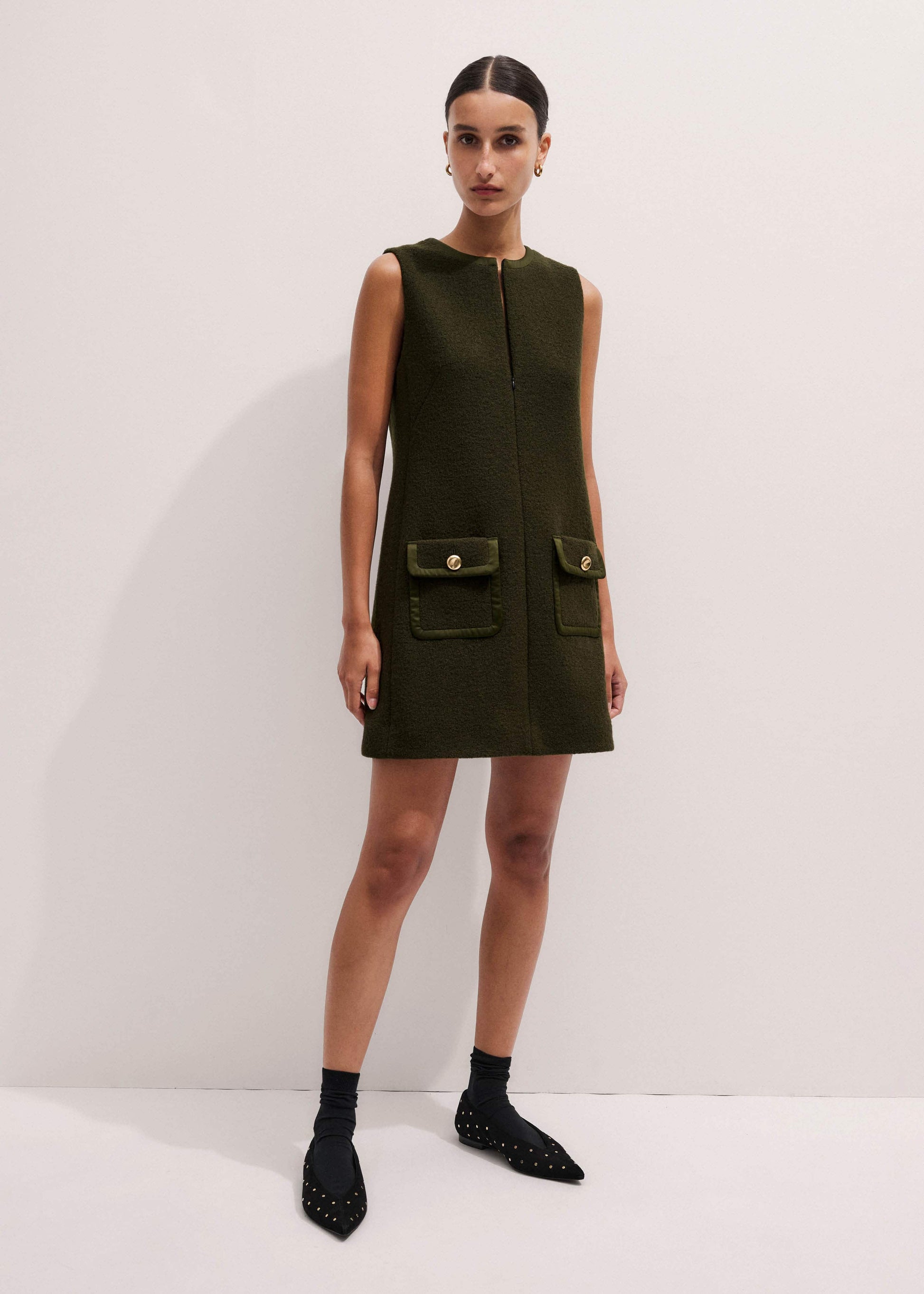 Olive Green Shift Mini Dress