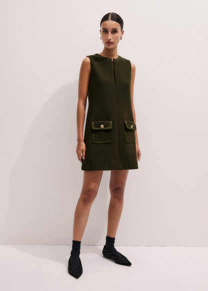 Olive Green Shift Mini Dress