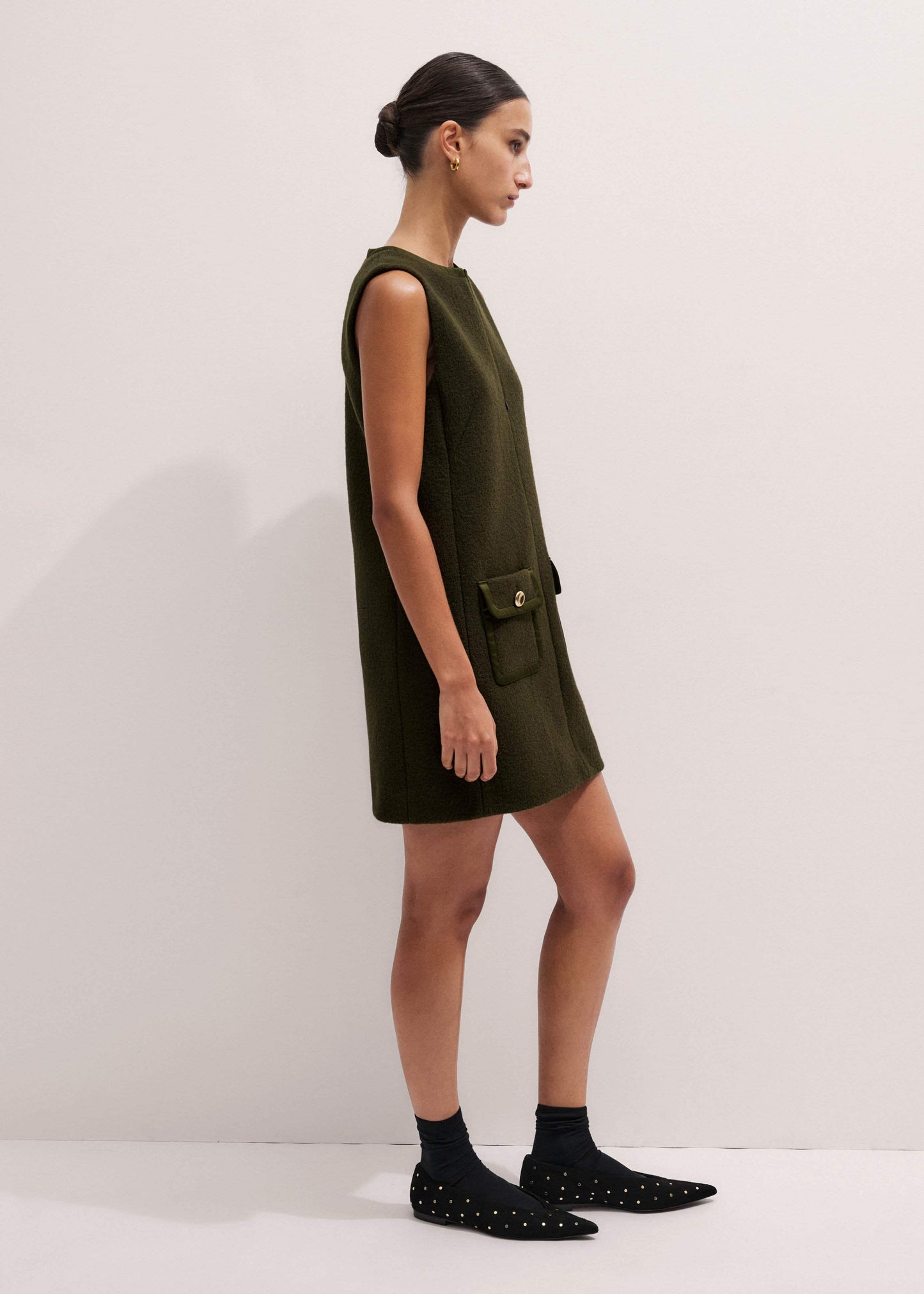 Olive Green Shift Mini Dress