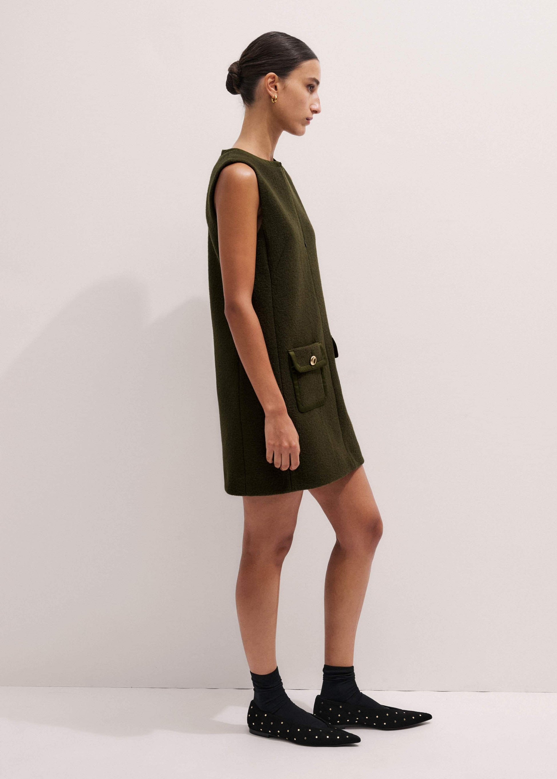 Olive Green Shift Mini Dress