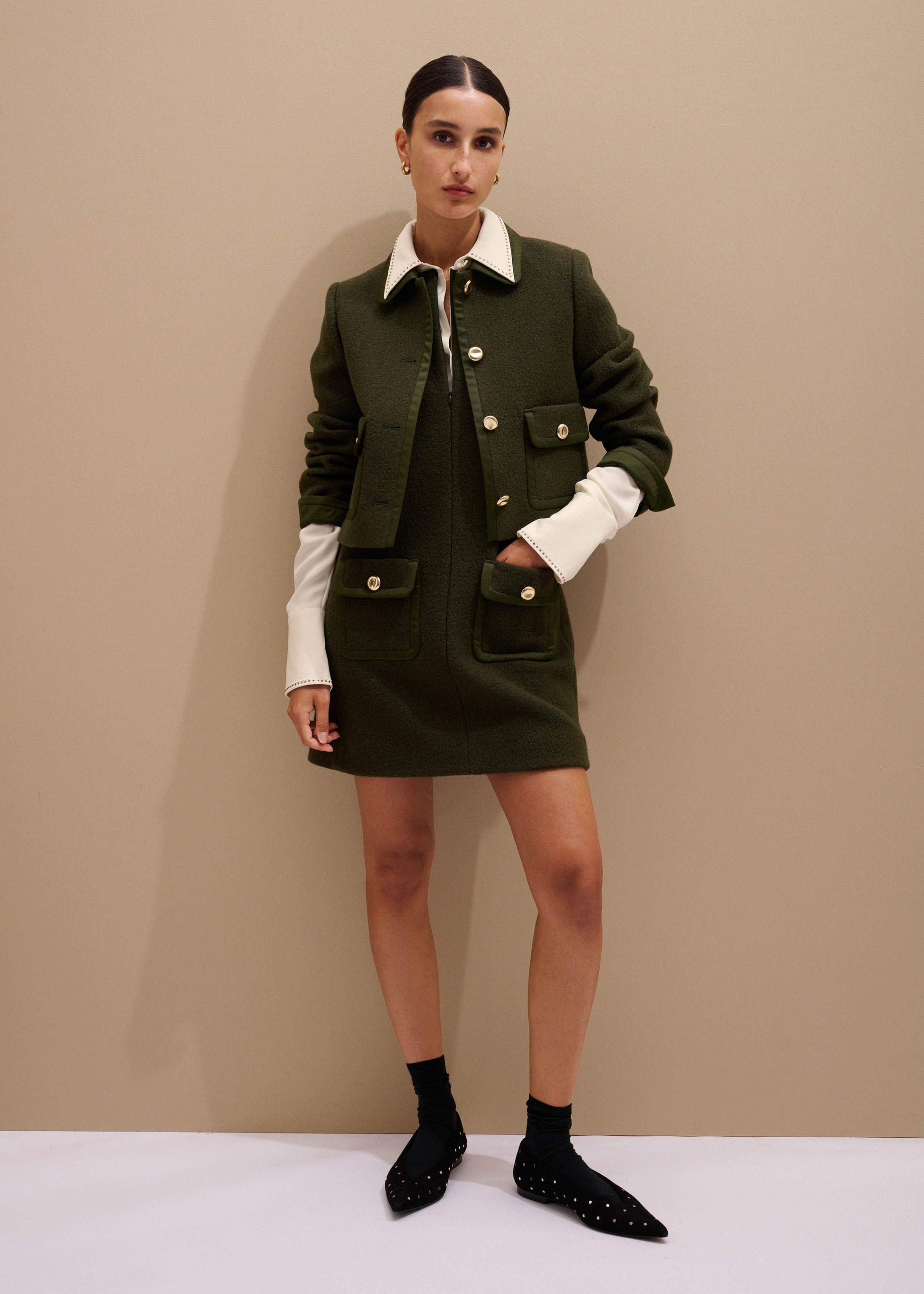 Olive Green Shift Mini Dress