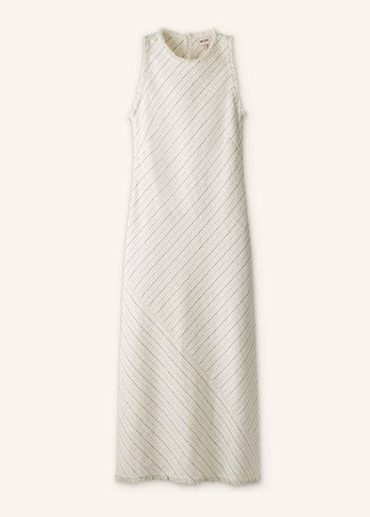 Ivory Striped Bias Cut Maxi Dress