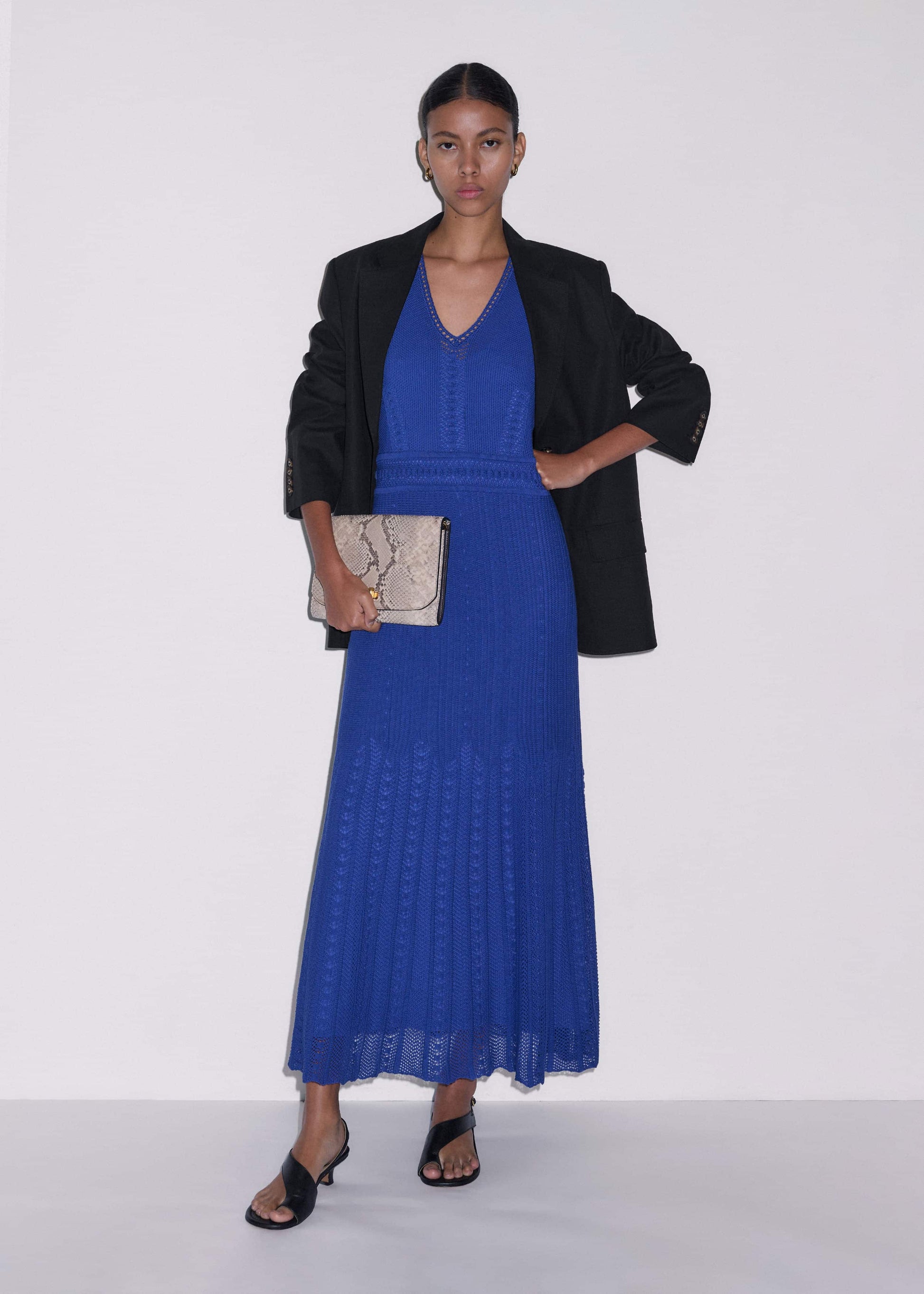 Blue Pointelle Maxi Dress