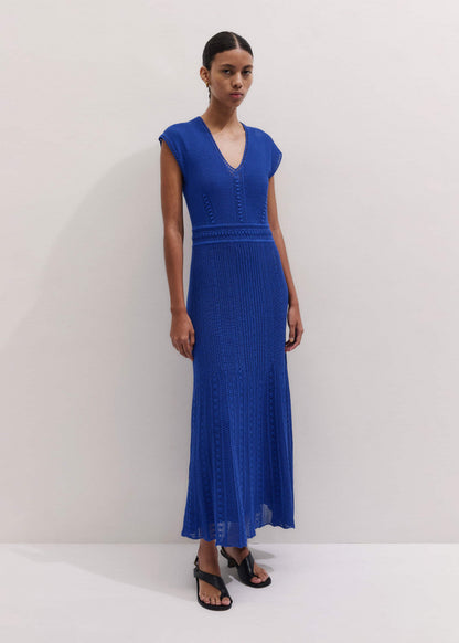Blue Pointelle Maxi Dress