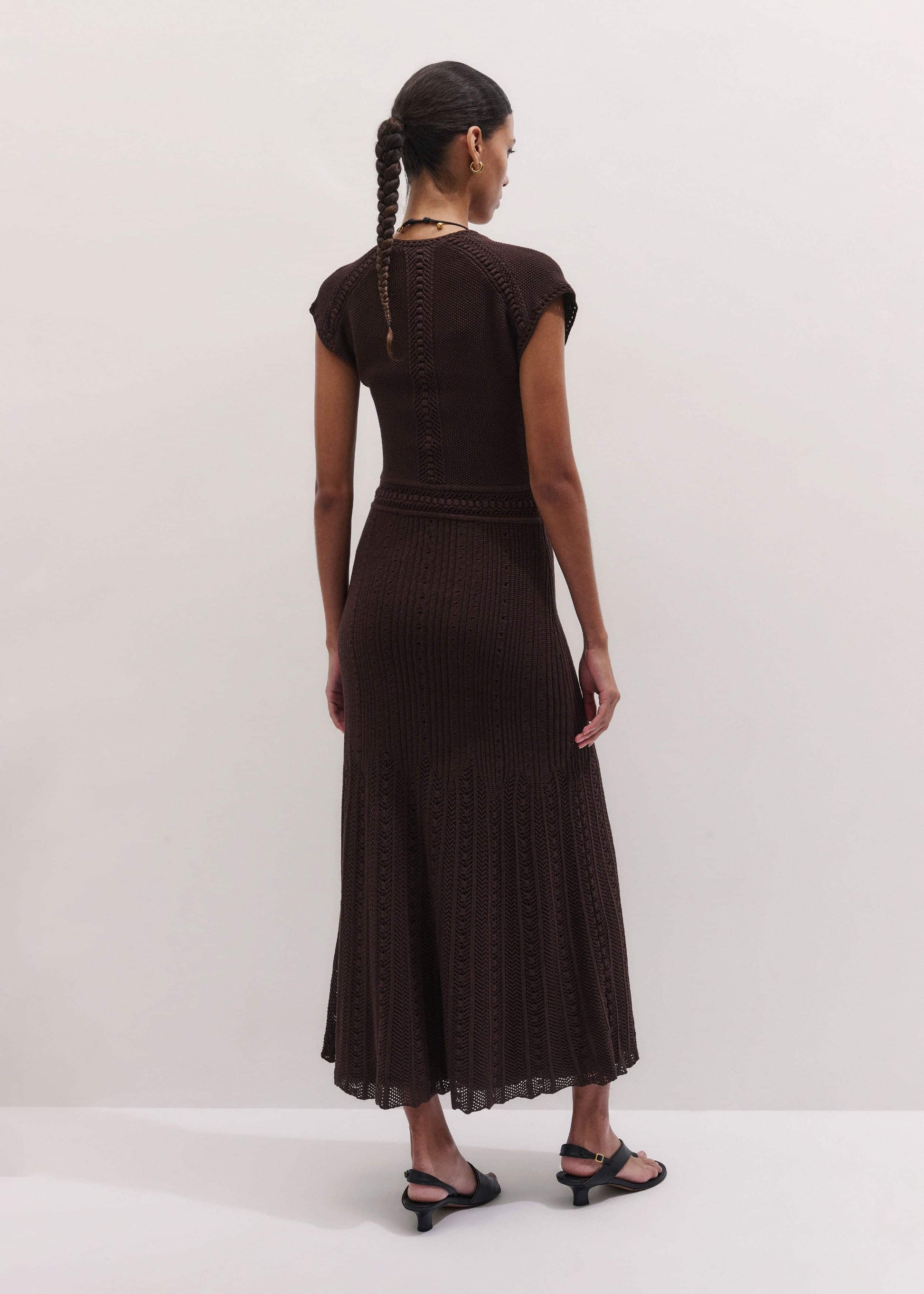 Brown Pointelle Maxi Dress