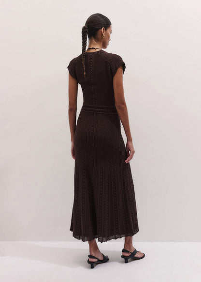 Brown Pointelle Maxi Dress