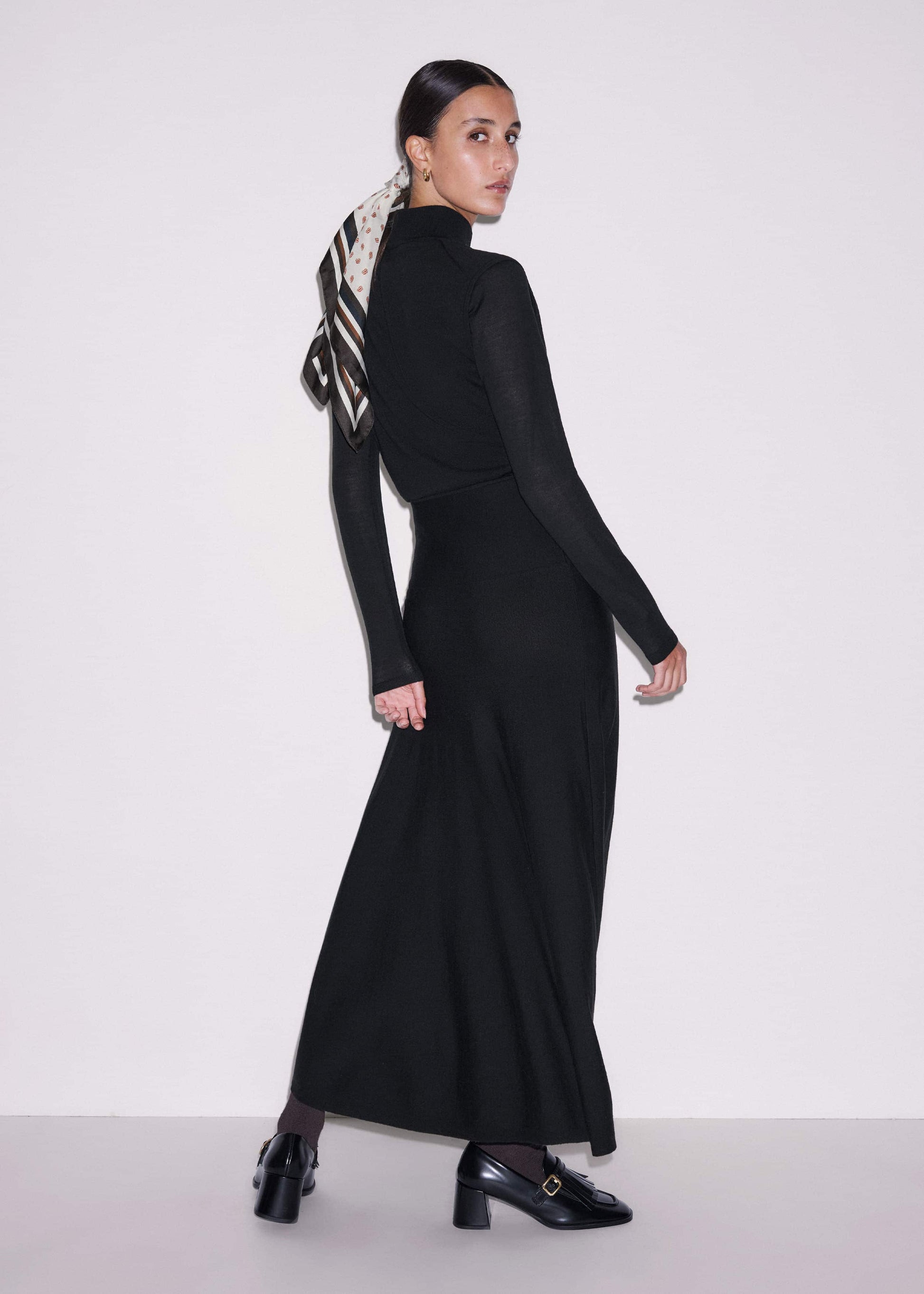 Black High Neck Knit Maxi Dress + Layering Top