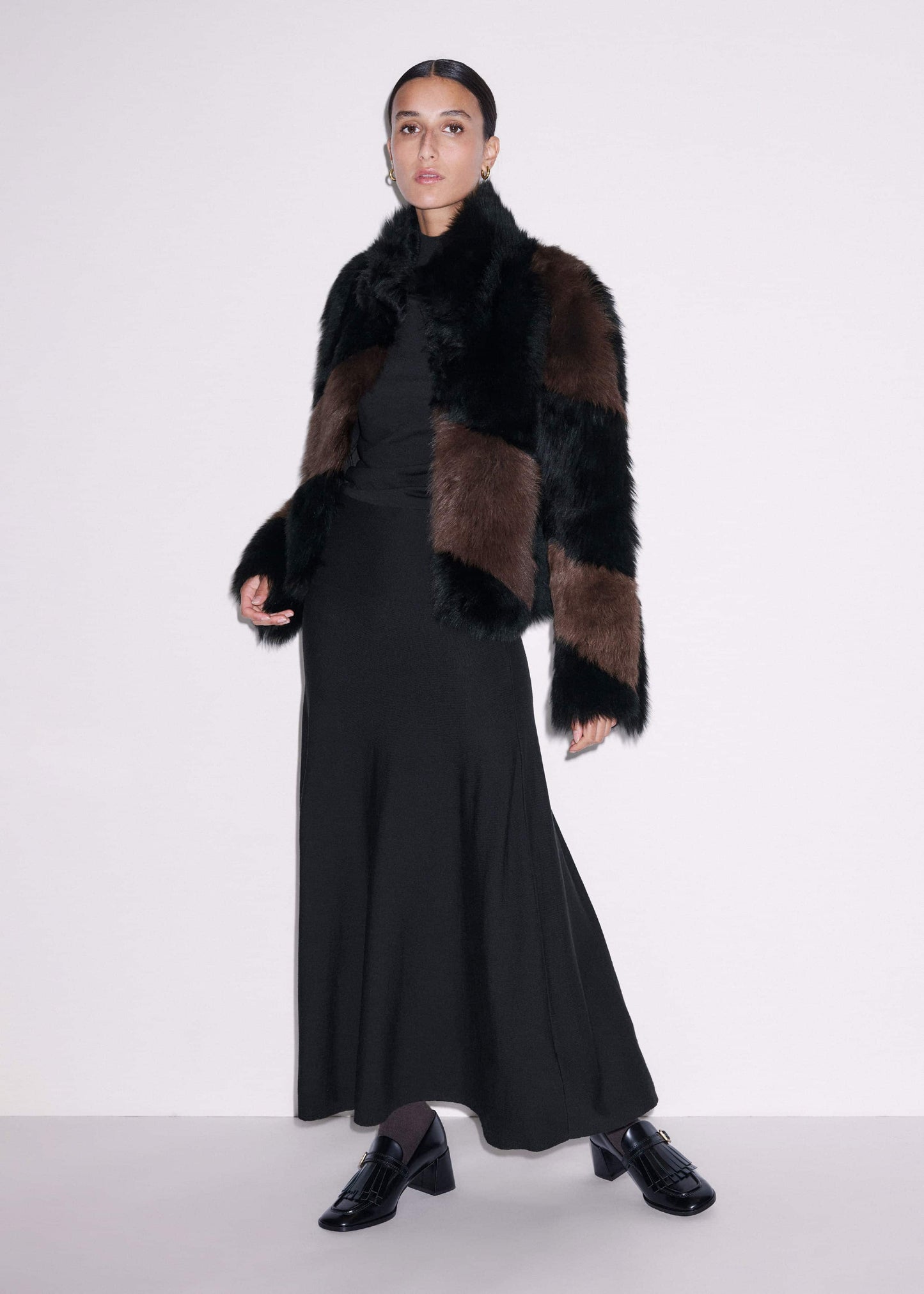 Black High Neck Knit Maxi Dress + Layering Top