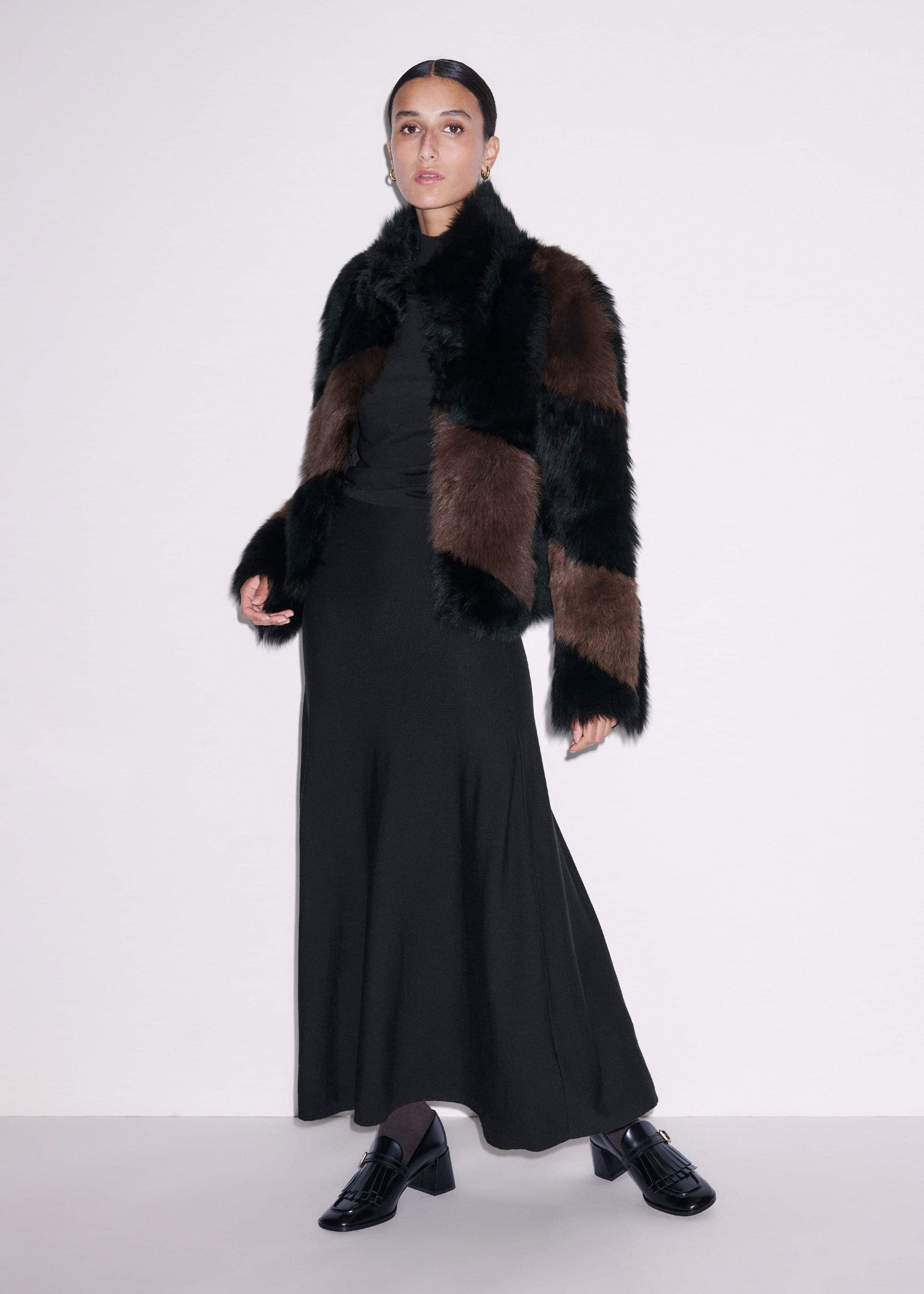 Black High Neck Knit Maxi Dress + Layering Top