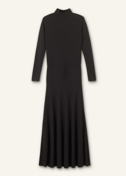 Black High Neck Knit Maxi Dress + Layering Top