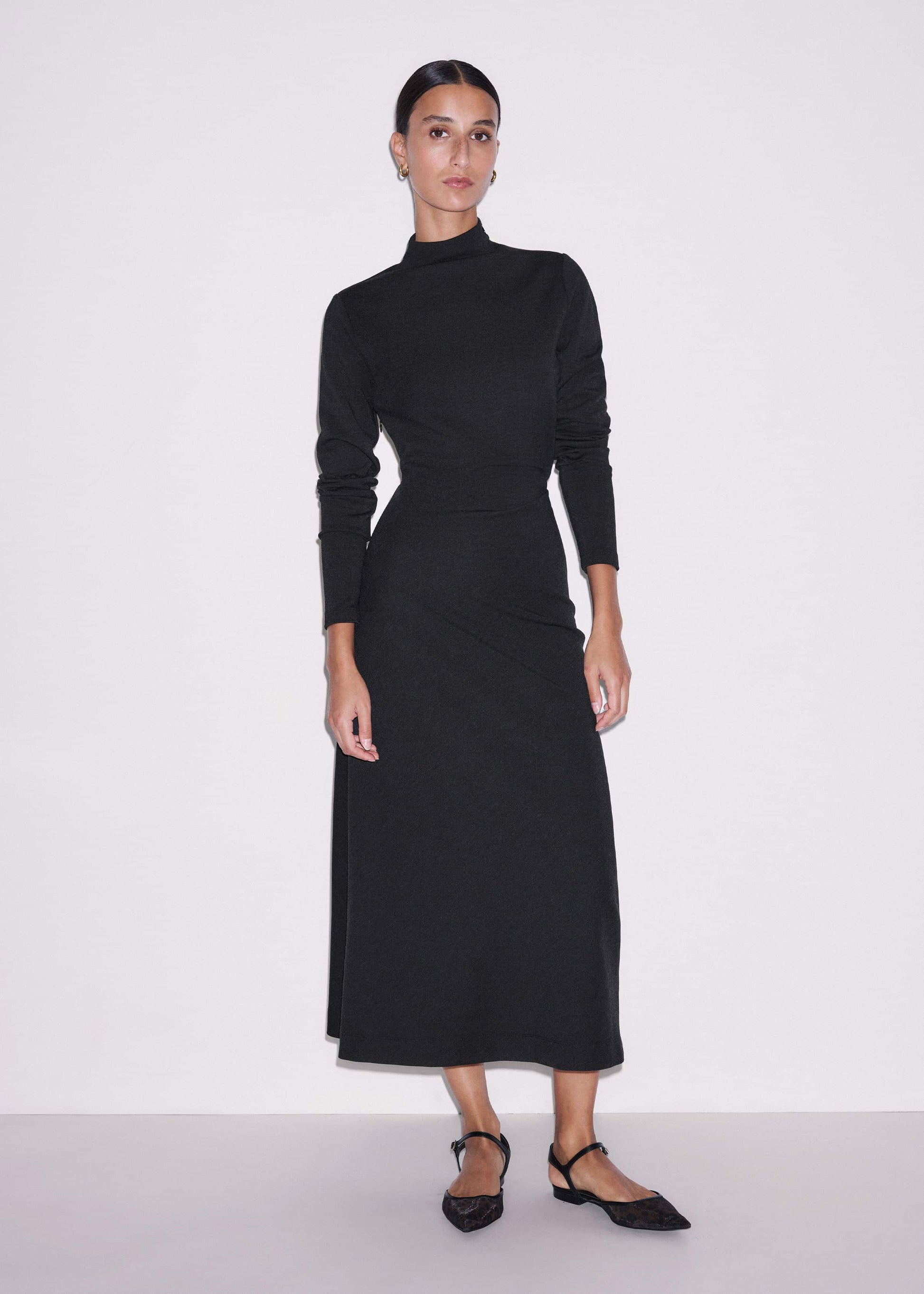 Gray Gathered Maxi Dress