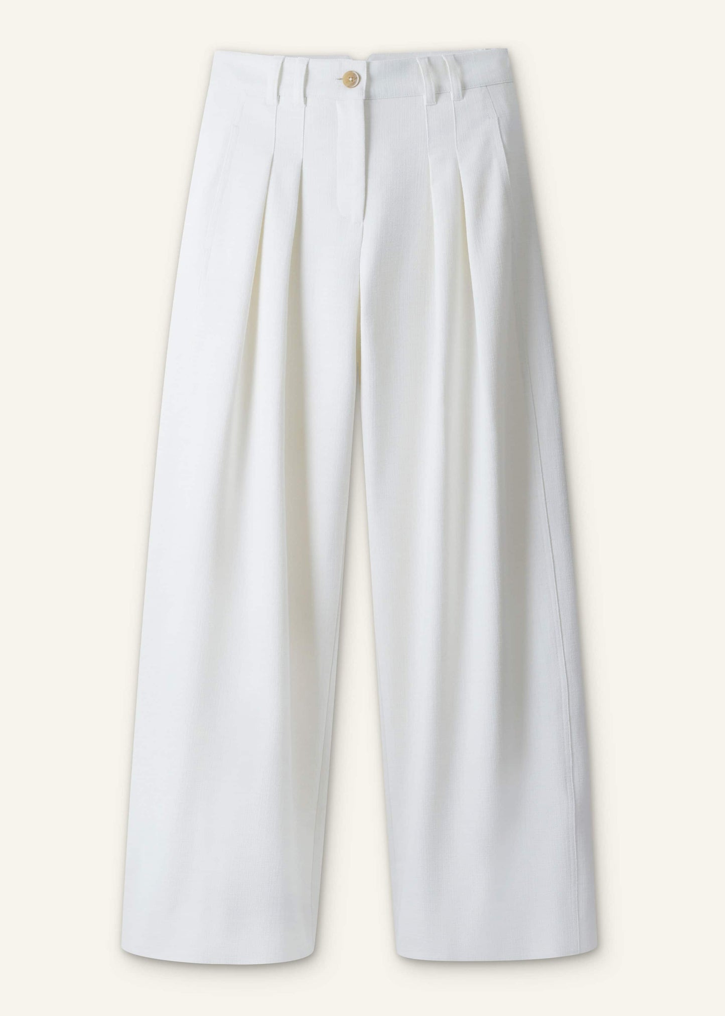 Ivory Double Pleat Wide-Leg Pant