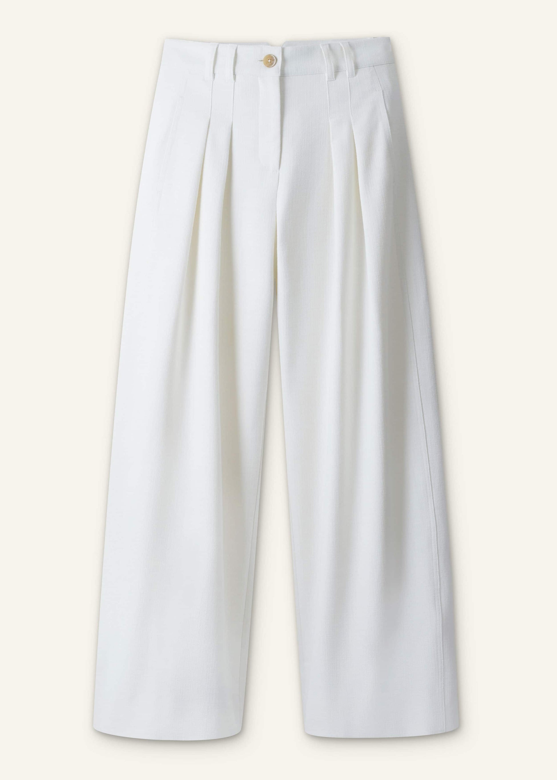 Ivory Double Pleat Wide-Leg Pant