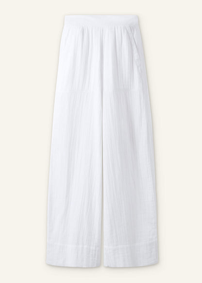 White Cheesecloth Wide-Leg Pant