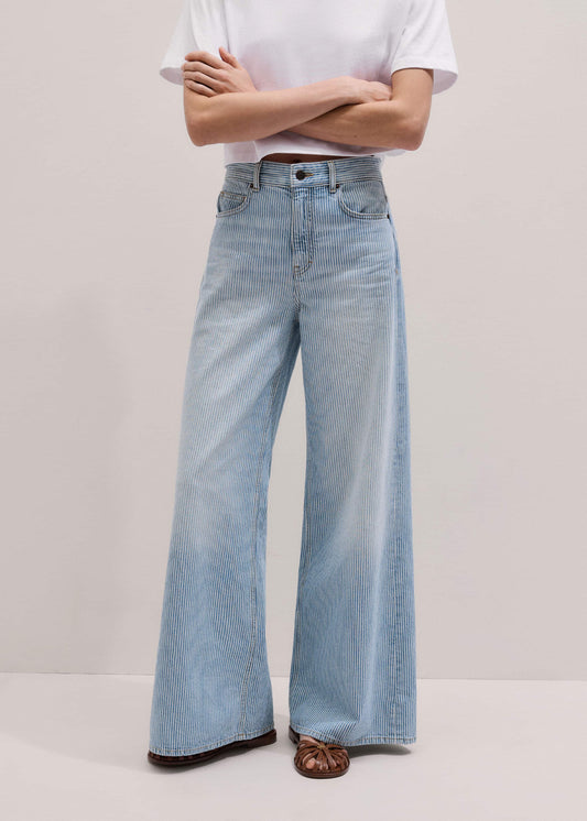 Blue Micro Stripe Ultimate Wide-Leg Jean
